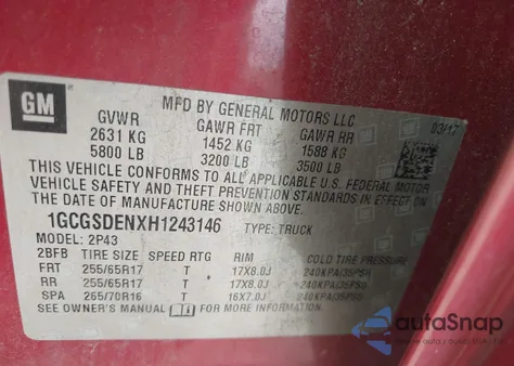 2017 Chevrolet Colorado Z71 from USA, damaged, VIN 1GCGSDENXH1243146